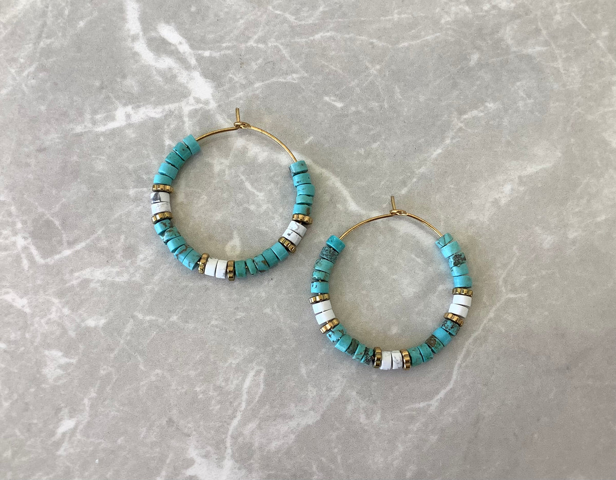 Créoles en Turquoises & Howlite